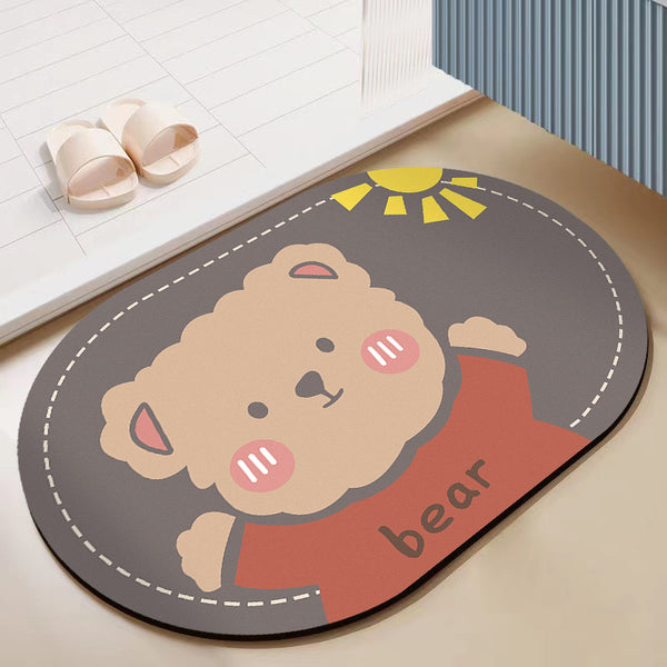 Cartoon cute bathroom absorbent floor mat toilet entrance foot mat quick drying bathroom non-slip mat diatom mud cushion
