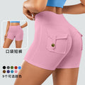 new arrivalworkwearflap pocket pants yoga pants high elastic high waist hip lifting tight nude quick-drying sports running fitness pants