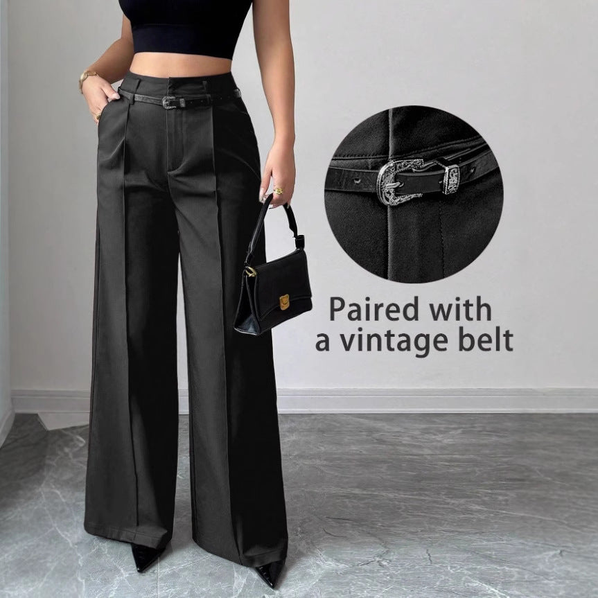fashionfall and winternew arrivalladies casualelegantwork clothinghigh waistloosestraight-legpants suit pants