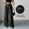 fashionfall and winternew arrivalladies casualelegantwork clothinghigh waistloosestraight-legpants suit pants