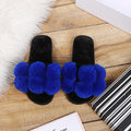 European and american style fashion pom-pom slippers - amazon new autumn/winter collection, plus size fox fur, export model, autumn/winter cotton slippers for women