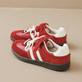 Versatile retro red german army trainers (gats) - women's 2026 autumn new collection - flat sole athletic casual sneakers - agnes shoes