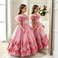 Export kids dress style princess skirt embroider flower beaded tutu skirt host piano wedding dress performance costume