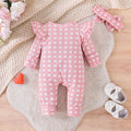 Export children's clothing cute baby girl plaidlong sleeves jumpsuit head estimate