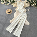 Lightly mature elegance style classy sense of binding two-piece set women's summernew arrivalwork clothing suit collar loose pantseasiest for matchsuit