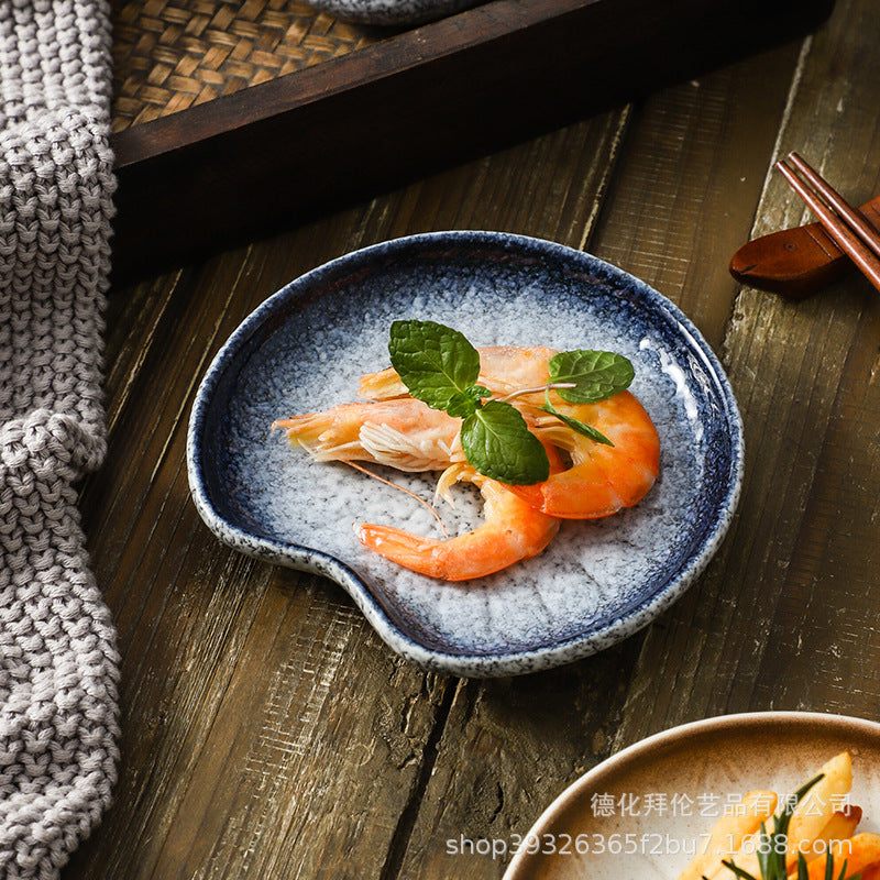 Japanese style dinner plate, dessert plate, cake plate, ceramic creative snack plate, tableware, bone plate, afternoon tea melon seed plate wholesale
