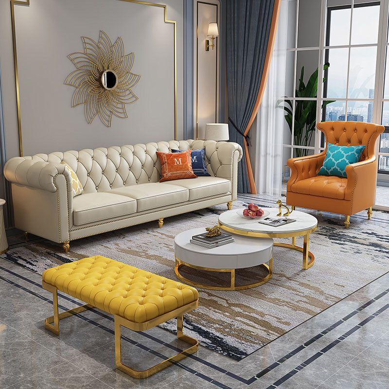 American light luxury corner leather buckle sofa designer modern light luxury small apartment princess chair combination furniture