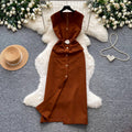 Lightly mature elegance style v neck buttoned casualdress women's summer red waist elegance mid-length a-line skirt work clothing
