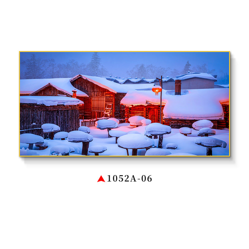 Northeast snow landscape decorative painting rural folk landscape wall painting iron pot stew restaurant farmyard light box hotel hanging painting