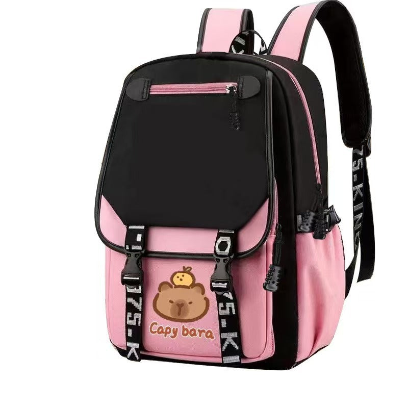 Primary school students' new Kapibara schoolbag boys and girls lightweight cartoon capybara large-capacity spine protection children's backpack
