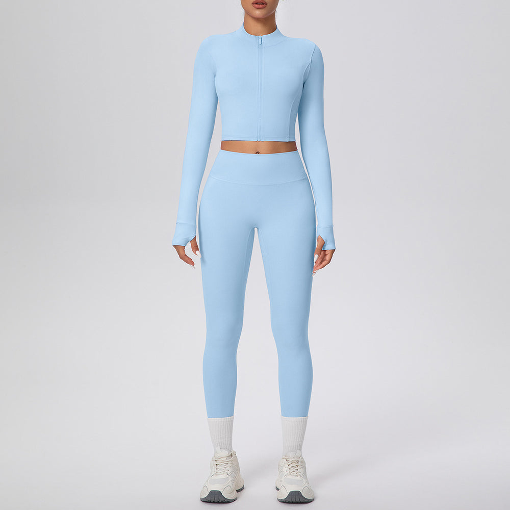 Cloud-feel outdoor compression yoga set for women - cropped high-waisted running workout outfit, quick-dry activewear two-piece set