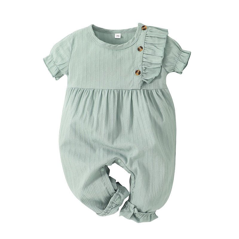 Kids' summer fashion: girls' short-sleeve romper - baby & toddler onesie, casual & simple, 100% cotton