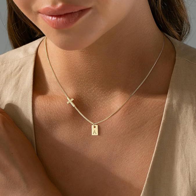 Amazon hot selling clavicle chain cross-border copper plated real gold women's fashion pendant 26 english letter necklace box chain