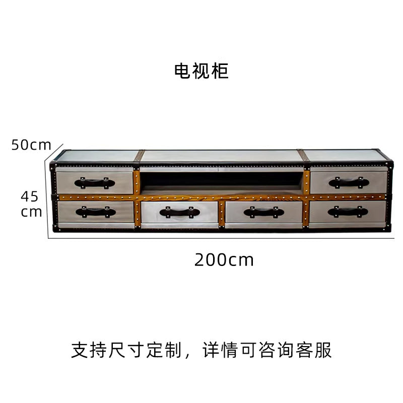Medieval style coffee table american country industrial style space aluminum leather creative stylish coffee table retro rivet storage box