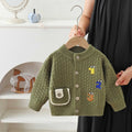 Kids' embroidered cartoon letter knit cardigan -  autumn/winter collection - boys' and girls' baby sweater coat
