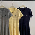 Classic export polo style preppy casual summer cable knit short sleeve knit dress skirt for women