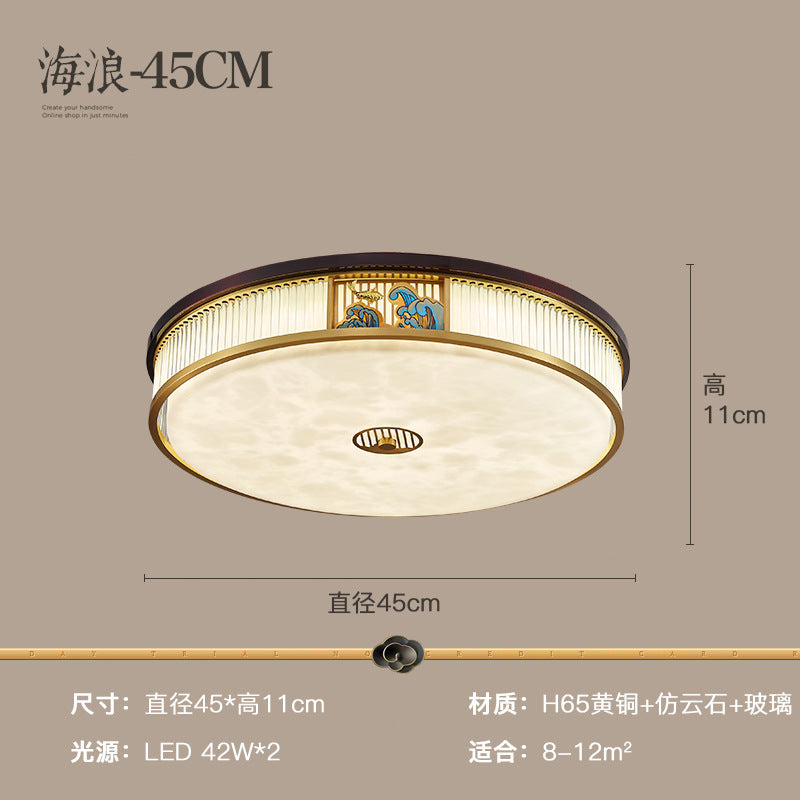 [Jiangshan] 2024 high-end new Chinese ceiling lamp, marble living room lamp zen square bedroom Chinese style
