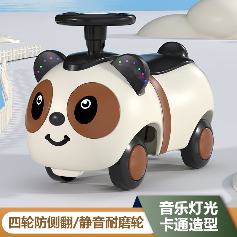 New children's panda yo-yo car baby four-wheel scooter 1-5 years old children's toy car twist car peanut car
