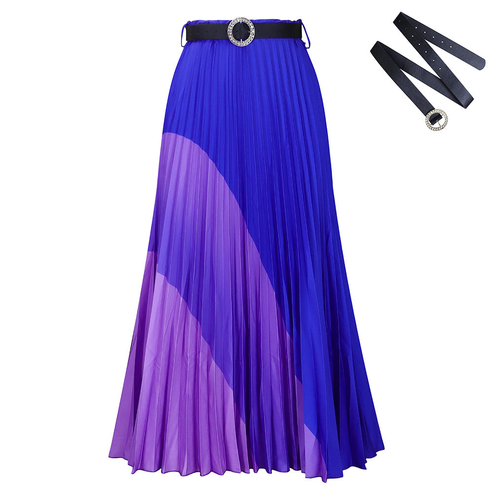 D436 independent station plus size women's clothing  autumn new arrivalfashion elastic pleated skirt plus sizeexport a-line skirt