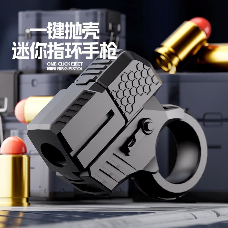 New arrival cross-border alloy adult creative trendy alloy finger gun can launch shell ejection soft bullet gun folding toy gun