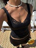 European and american cross-border  summer new sexy lace trim versatile solid color hot girl style cropped tank top for women