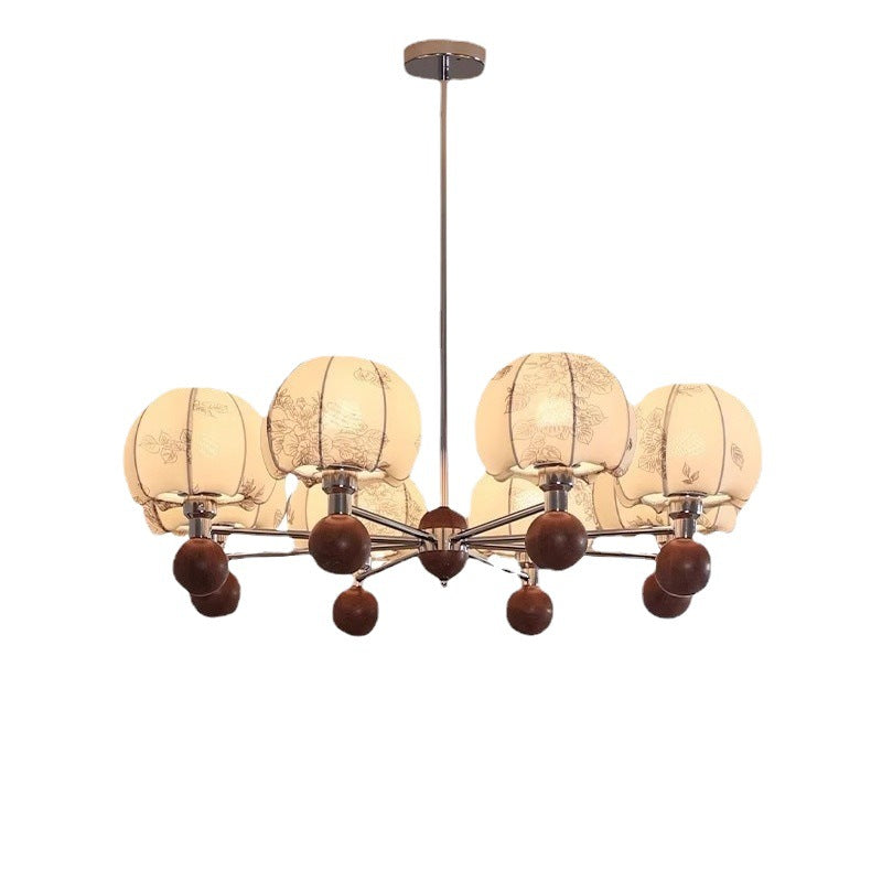 [Strict selection] American retro chandelier antique pattern chandelier Nanyang fabric walnut study restaurant light