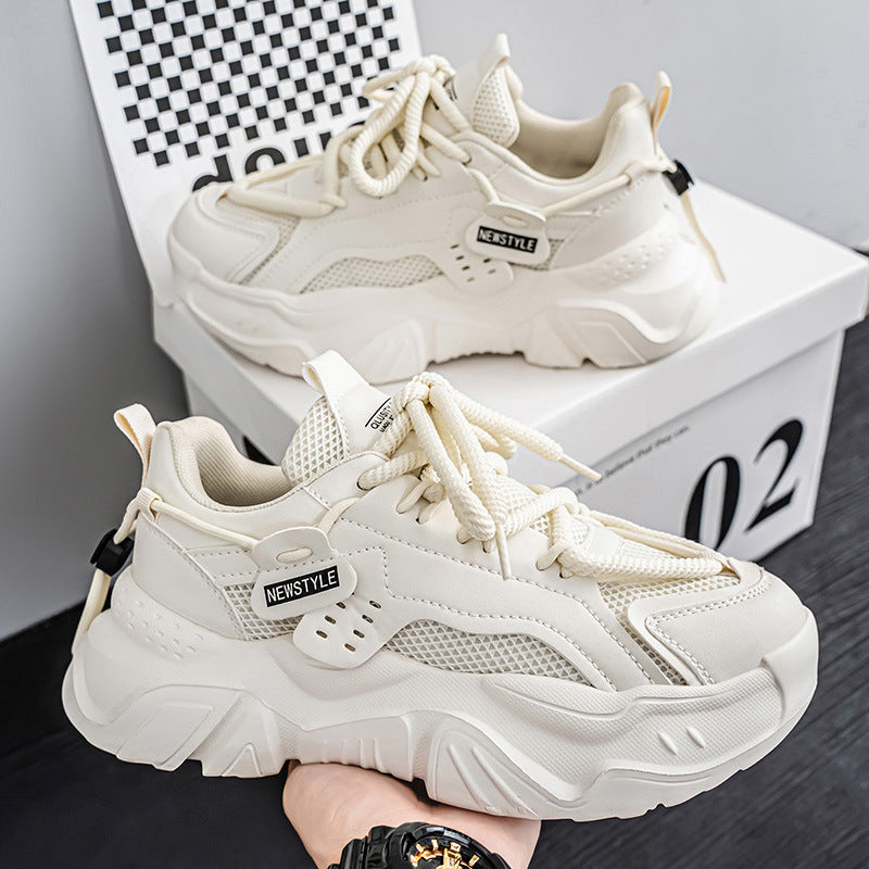 Men's shoes 2025 new winter trendy men's thick-soled sports hot-selling mesh breathable casual dad shoes