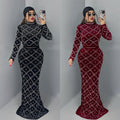 C7618 cross-border   fashion women's elegance hot diamond bubble beads tops long skirt two-piece set