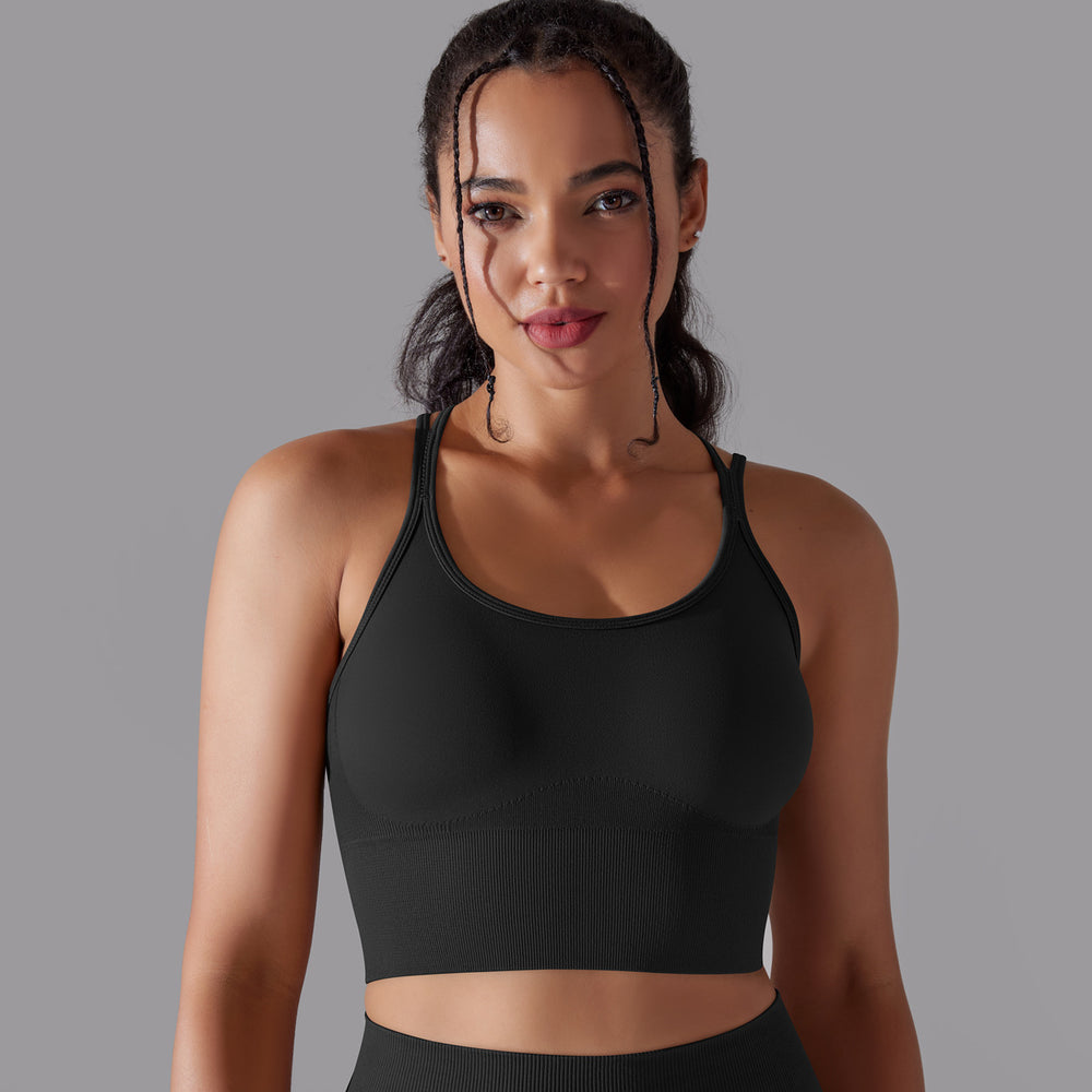 European and american new sexy backless sports bra for women, shockproof push-up yoga bra, quick-drying breathable fitness tank top