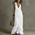summer new women's fashion: european and american style cross-border dress - stylish, elegant, loose-fit a-line maxi dress with lace trim