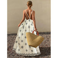 Real shot fashionexport cross-border independent station  fashionprinting suspender v neckdress