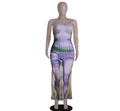 european and american cross-border women's fashion:  style sexy printed backless cami dress - women's maxi dress