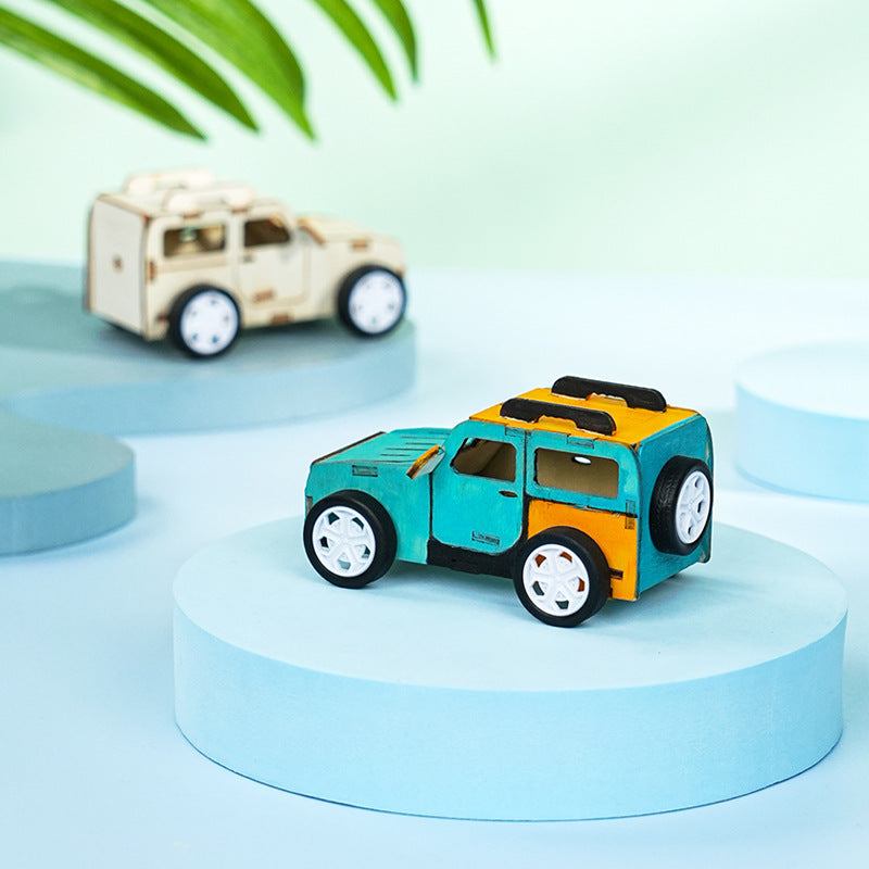 Pull back car handmade DIY technology small production children maker invention science experiment material package STEAM education meow