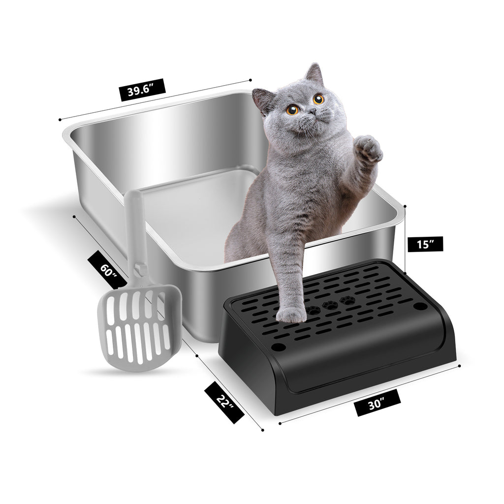 Cat litter box,  stainless steel semi-closed splash-proof cat toilet cat litter box