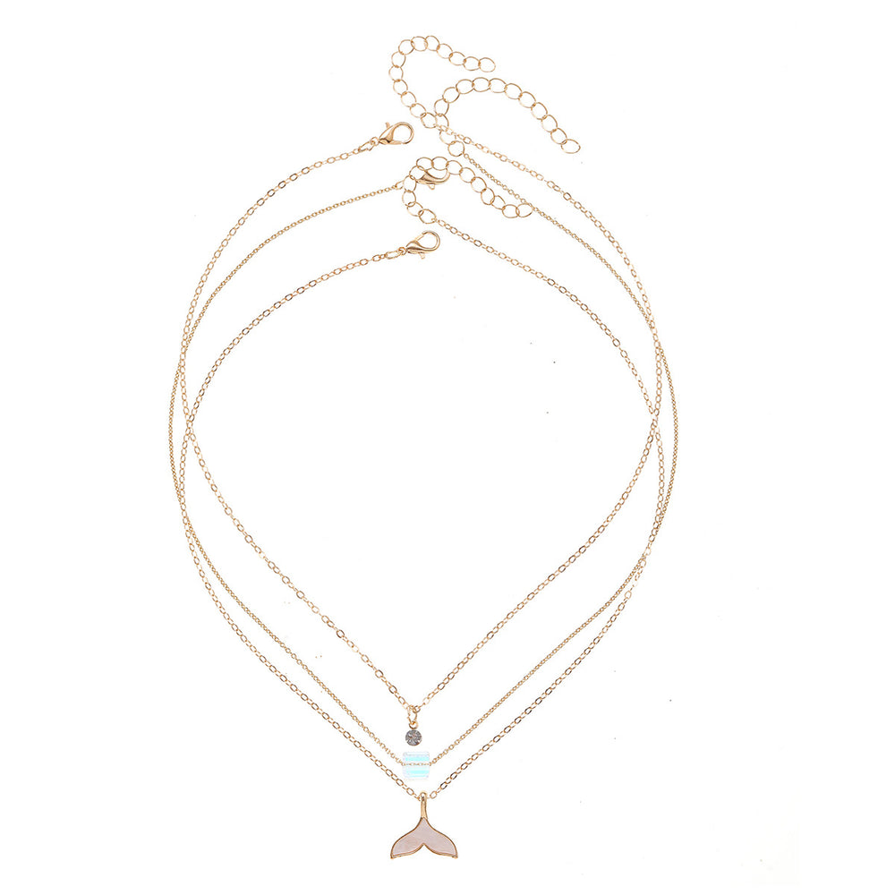 Mermaid necklace wholesale cross-border simple jewelry female niche accessible luxury stacked design sugar cube clavicle chain combination