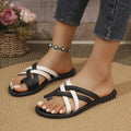 European and american plus size thong sandals - new women's flat, versatile, casual crossover sandals, beach shoes, and flip-flops