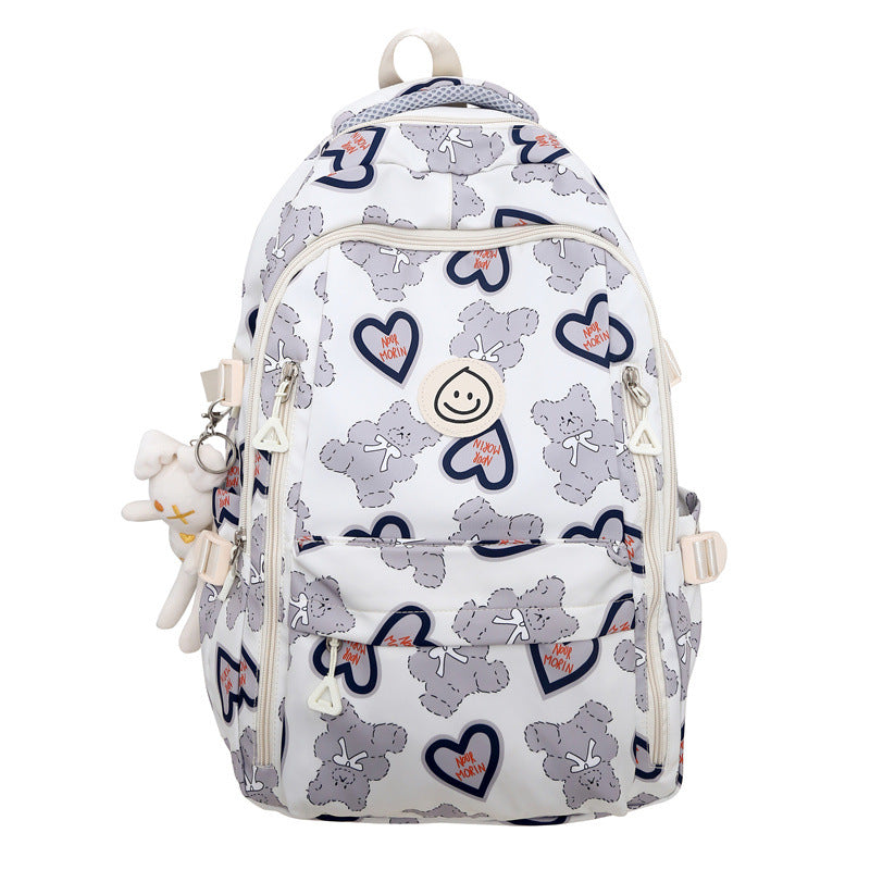 School bag ins campus wind backpack female floral solid color large capacity high school student school bag travel computer backpack