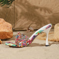 Colorful rhinestone high heel slippers women's summer new fashion stiletto square toe open toe sandals cross-border export hot seller