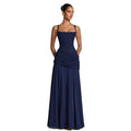European and american style women's spring  new arrival: elegant solid color low-cut ruched camisole dress with cinched waist and open back - wholesale