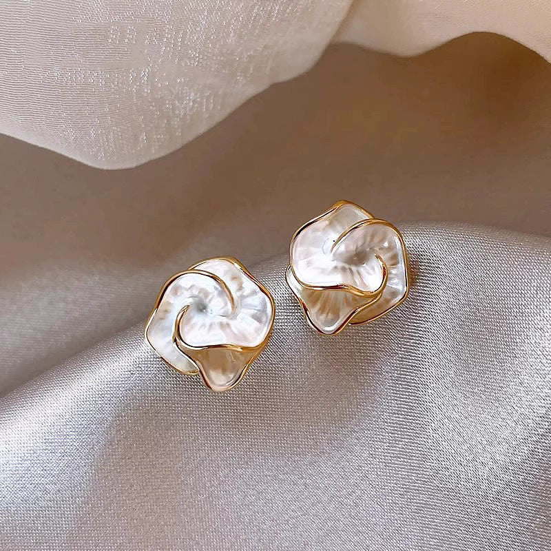 925 sterling silver needle spring/summer floral earrings - elegant, high-end, unique pearl stud earrings - wholesale