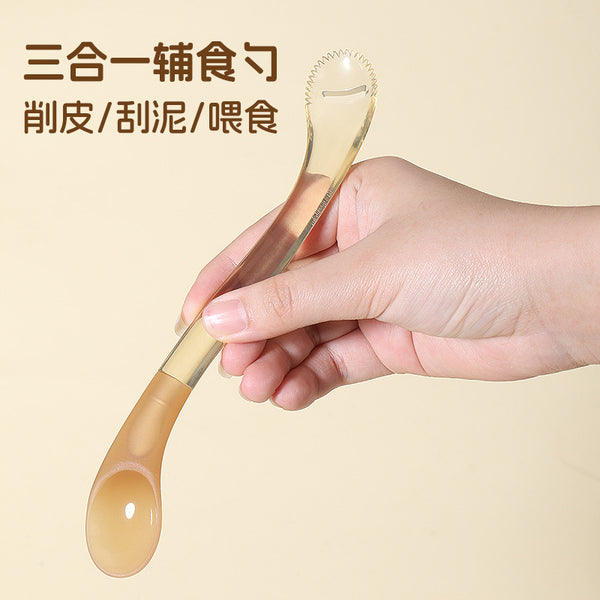 Puree Spoon Baby Silicone Spoon Baby Supplementary Food Feeding Tableware Food Grade Double Head Fruit Mud Spoon Children's Tableware