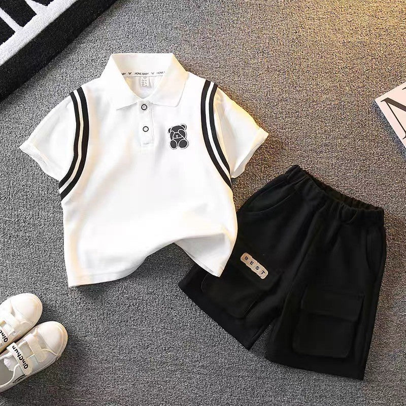 Kids' short-sleeve set:  summer new arrivals - stylish two-piece activewear for boys and girls. wholesale children's clothing