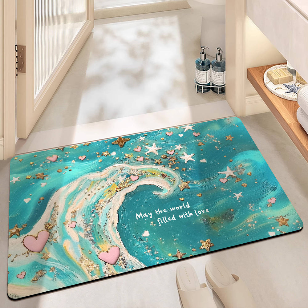 dropshipping oil painting style marble diatom mud bathroom non-slip mat water-absorbent quick-drying floor mat