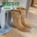 Grape mom fashion boots western pleated short boots women's retro british style petites heightened knee socks thick heel