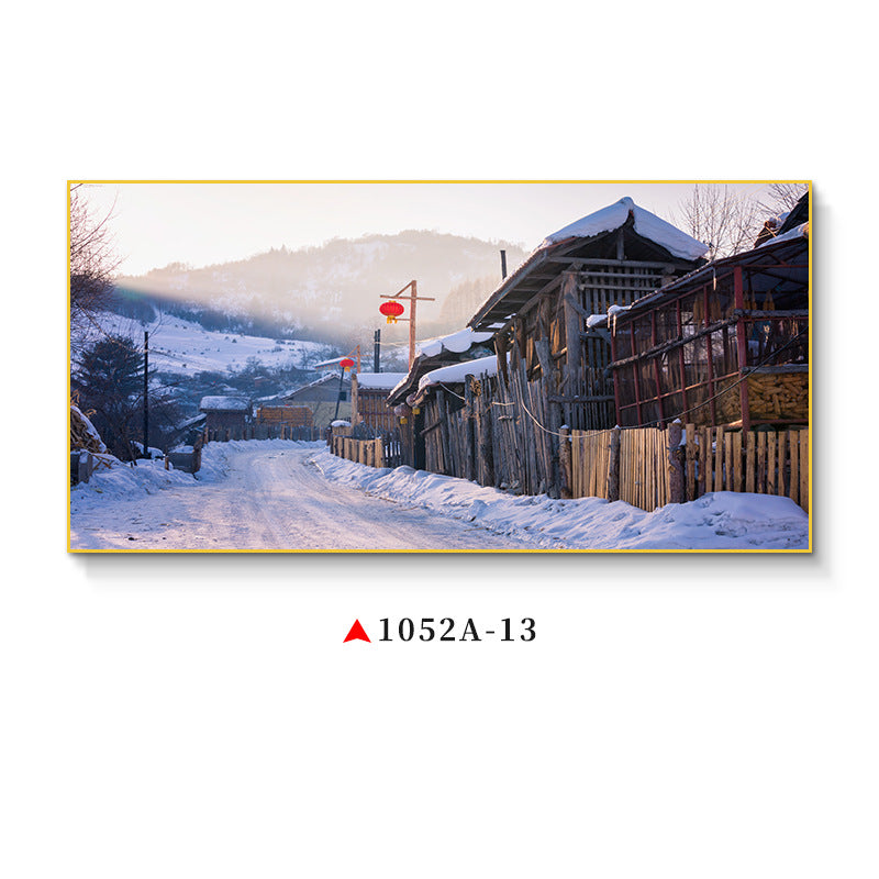 Northeast snow landscape decorative painting rural folk landscape wall painting iron pot stew restaurant farmyard light box hotel hanging painting