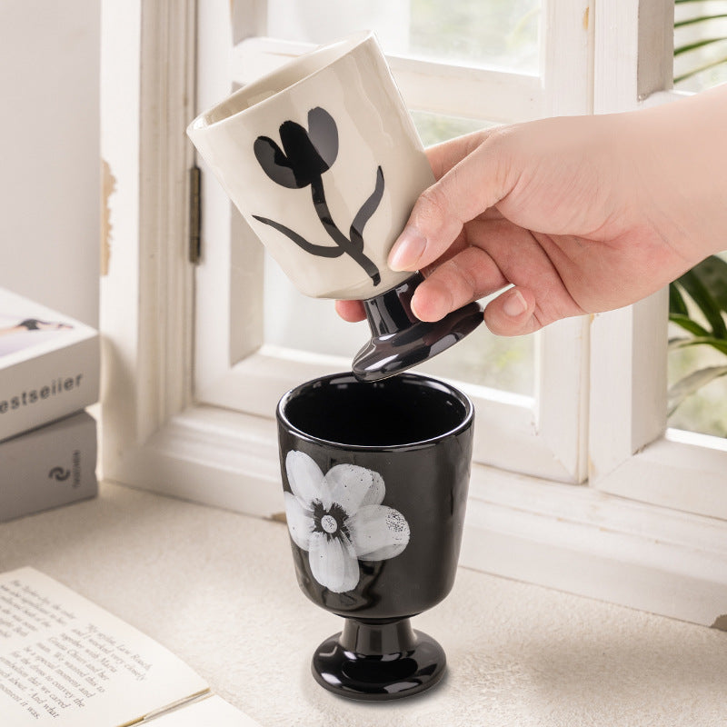 Stylishins high-looking mug household water cup goblet ceramic coffee cup couple christmas gift cup