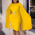 D412 women's foreign trade autumn/winter  new solid color bodycon sexy cape dress plus size african dress