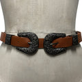 60061#   fashion retro carved double-ended buckle belt - european and american style versatile women's waist belt