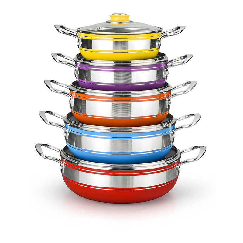 thickened double-ear soup pot 18-26cm non-stick household kitchen pot set gift aluminum pot pot