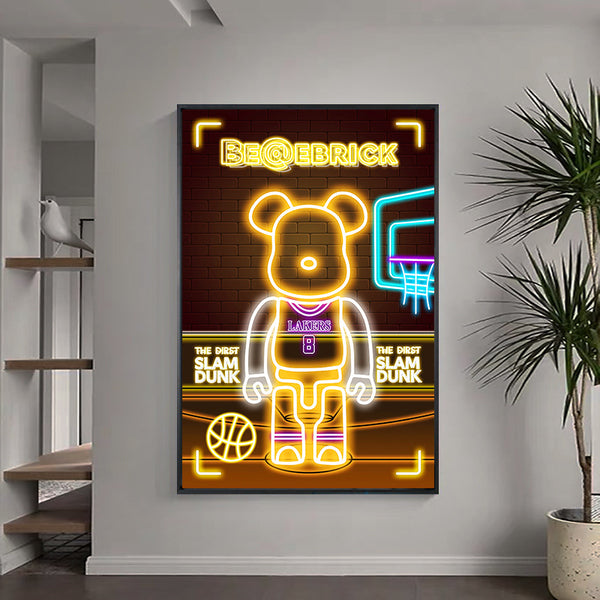 Trend Violence Bear Glowing Ambient Light Painting E-sports Hotel Room Wall Decoration Painting Bedroom Neon Light Painting